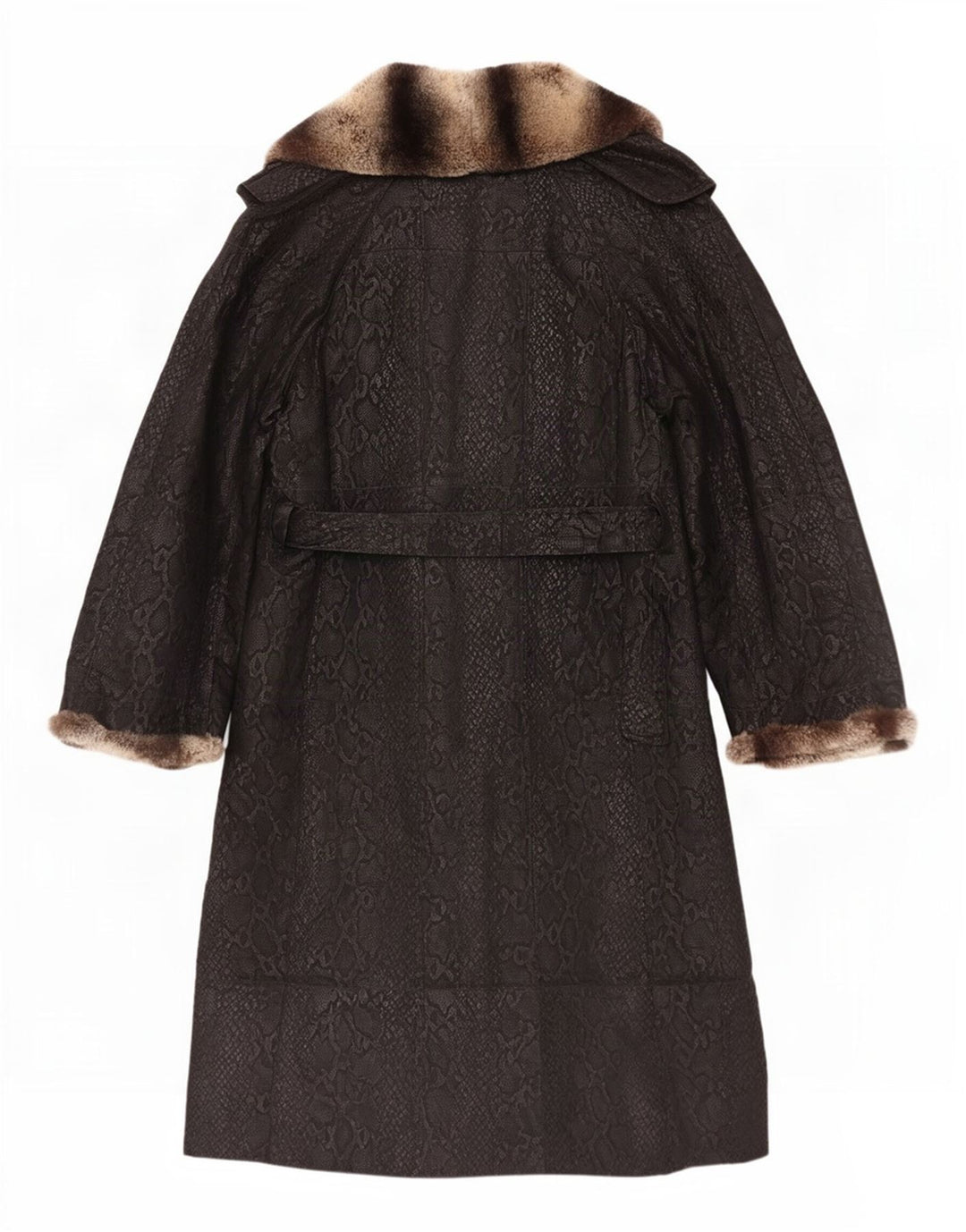 Palton din piele vintage pentru femei UK 10 mic negru cu imprimeu animal