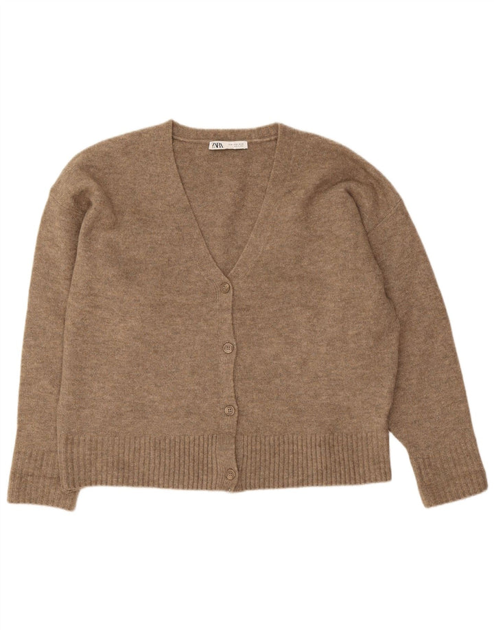 Pulover cardigan supradimensionat pentru femei Zara UK 14 maro mediu acrilic