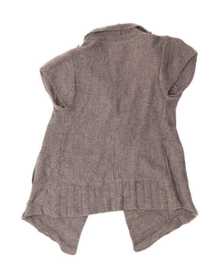 White Stuff Pulover cardigan deschis pentru femei cu mânecă scurtă UK 10 Lână gri mică