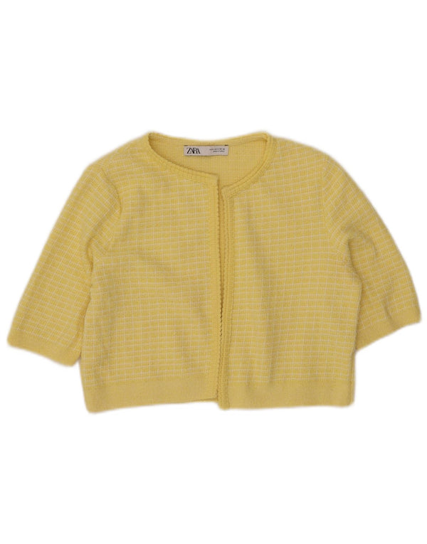 Pulover Bolero deschis pentru femei cu mânecă jumătățită Zara UK 10 Mic galben Check