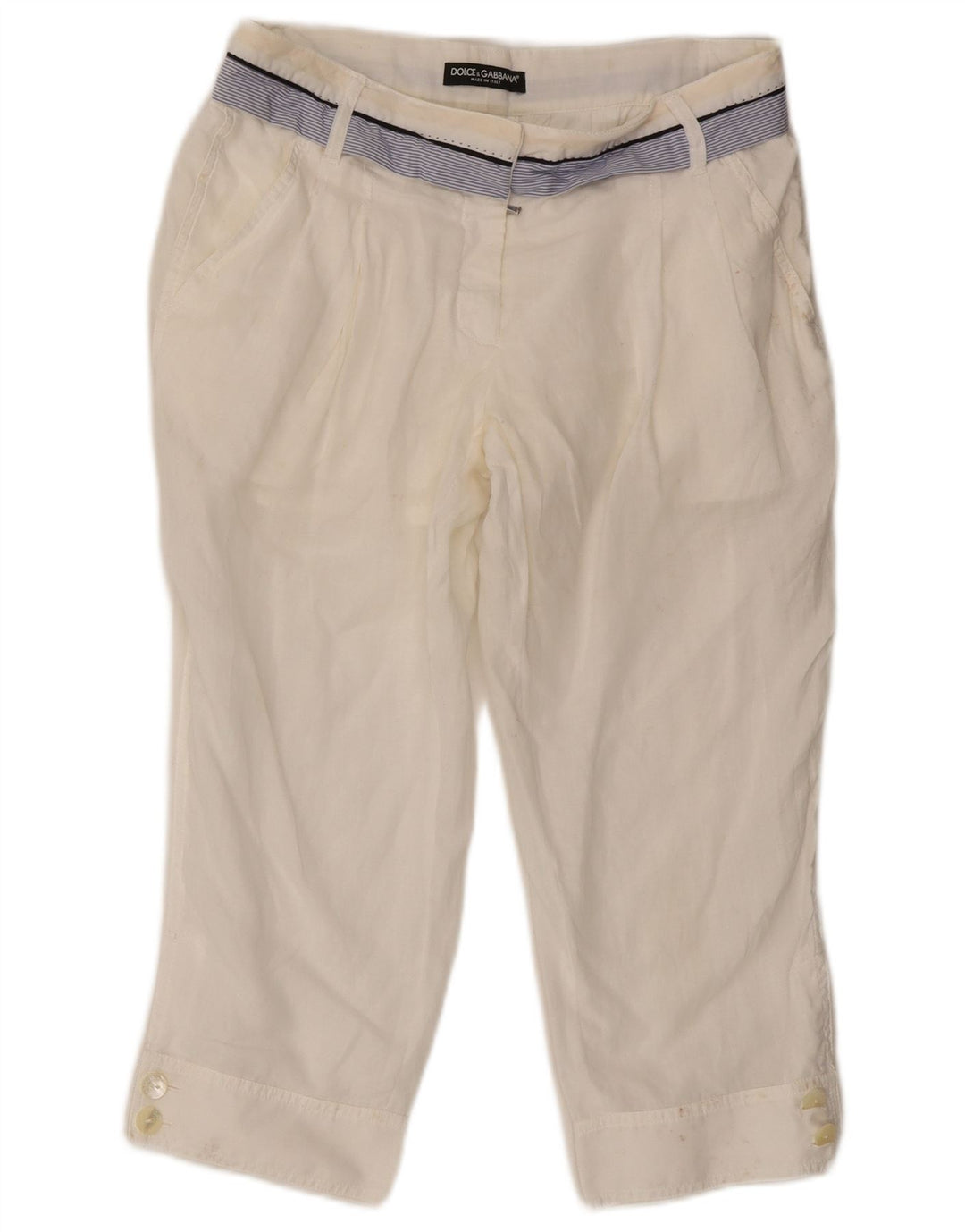 Pantaloni Capri pentru femei Dolce & Gabbana IT 42 Medium W30 L21 Alb