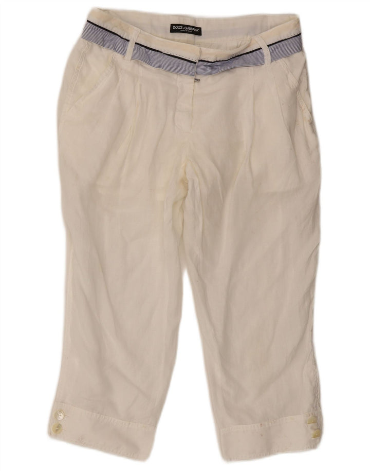 Pantaloni Capri pentru femei Dolce & Gabbana IT 42 Medium W30 L21 Alb