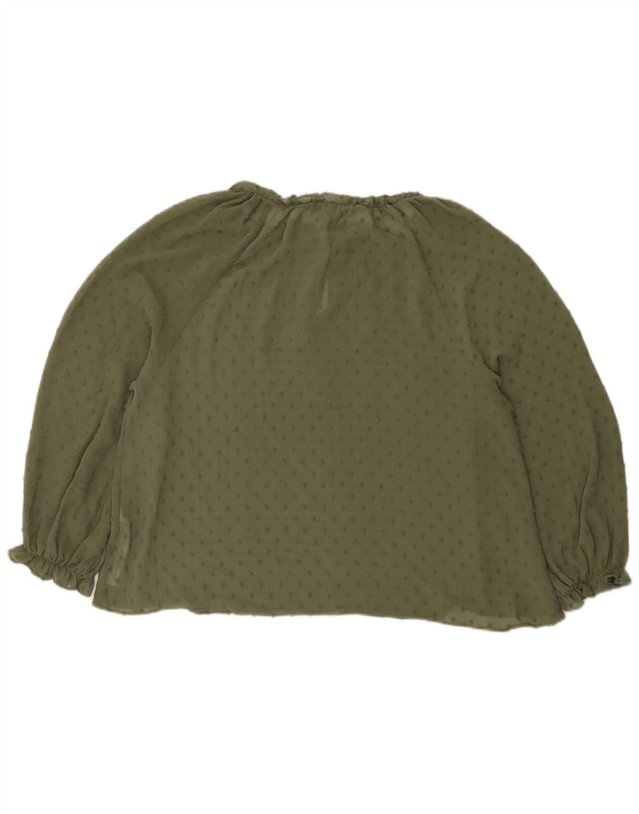 Bluză de top cu mâneci 3/4 pentru femei Zara UK 14 Medium Kaki Spotted