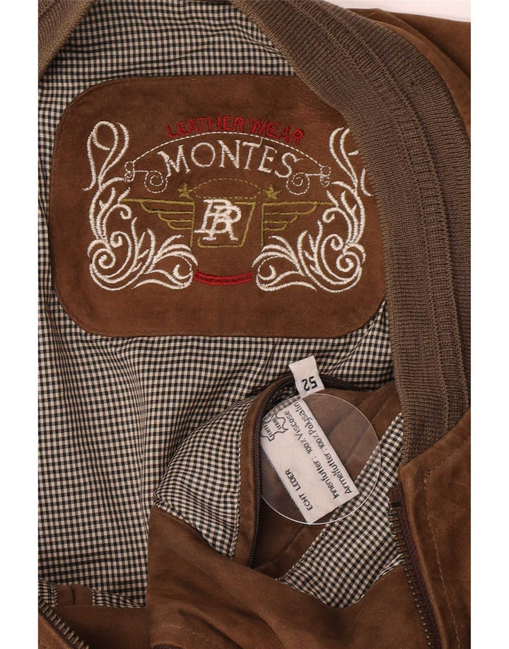 Jachetă bomber de piele de căprioară pentru bărbați Montes EU 52 XL din piele maro