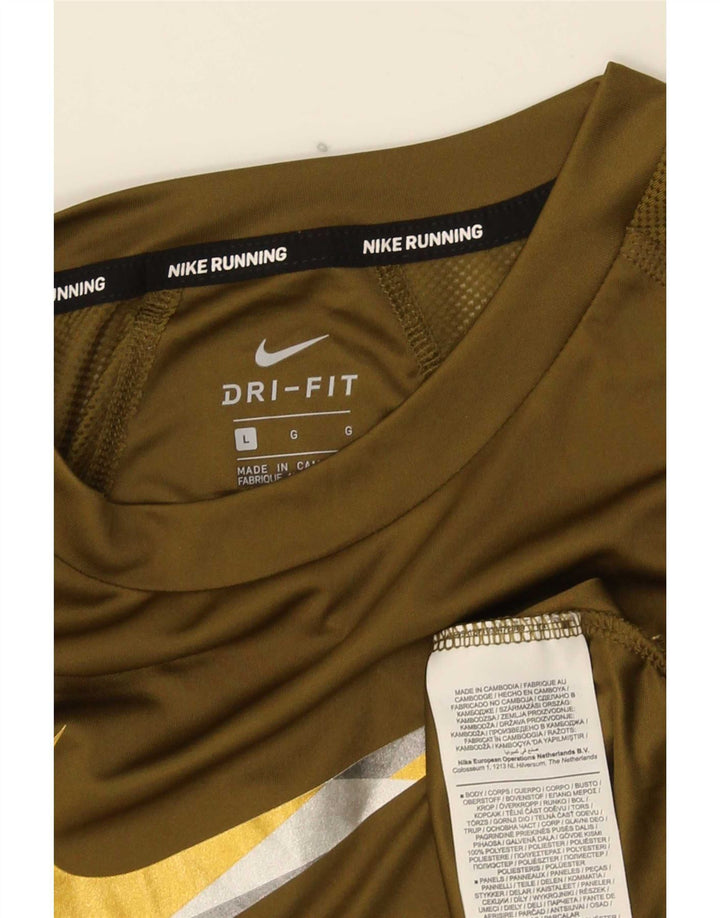 Tricou grafic Nike Dri Fit pentru bărbați Top mare din poliester kaki