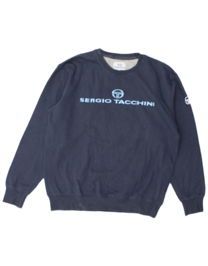 SERGIO TACCHINI Hanorac grafic pentru bărbați Pulover mediu din bumbac bleumarin
