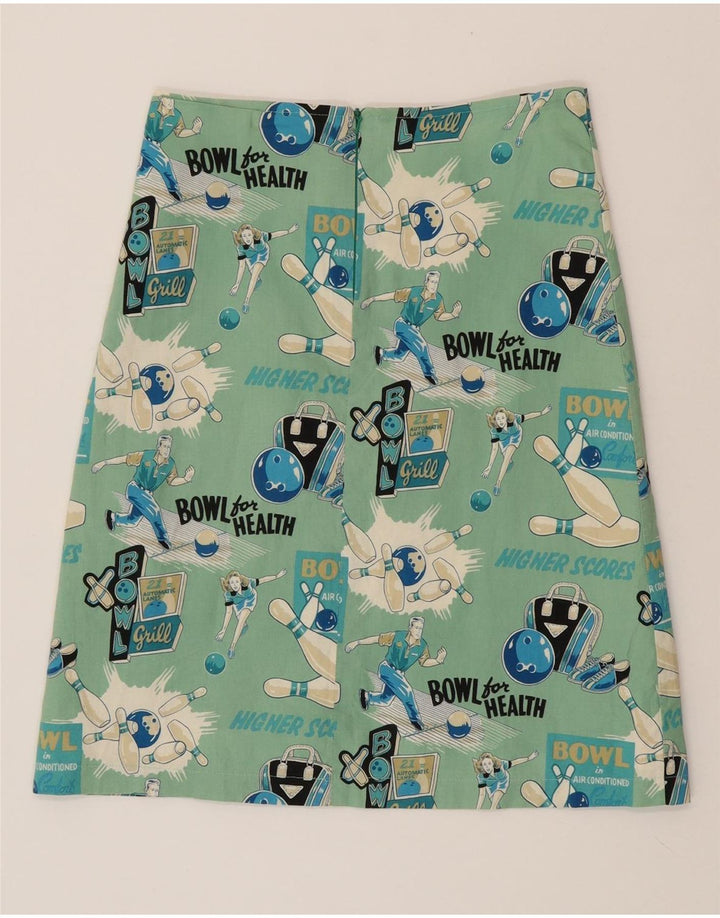 VINTAGE Womens Graphic A-Line Skirt Small W27  Turquoise Vintage Vintage and Second-Hand Vintage from Messina Hembry 