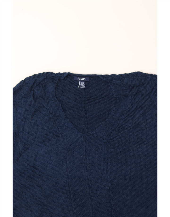 CHAPS Womens Oversized V-Neck Jumper Sweater UK 10 Small Navy Blue Cotton Vintage Chaps and Second-Hand Chaps from Messina Hembry 