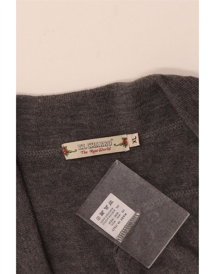 Pulover cardigan pentru bărbați El Charro XL Lână gri