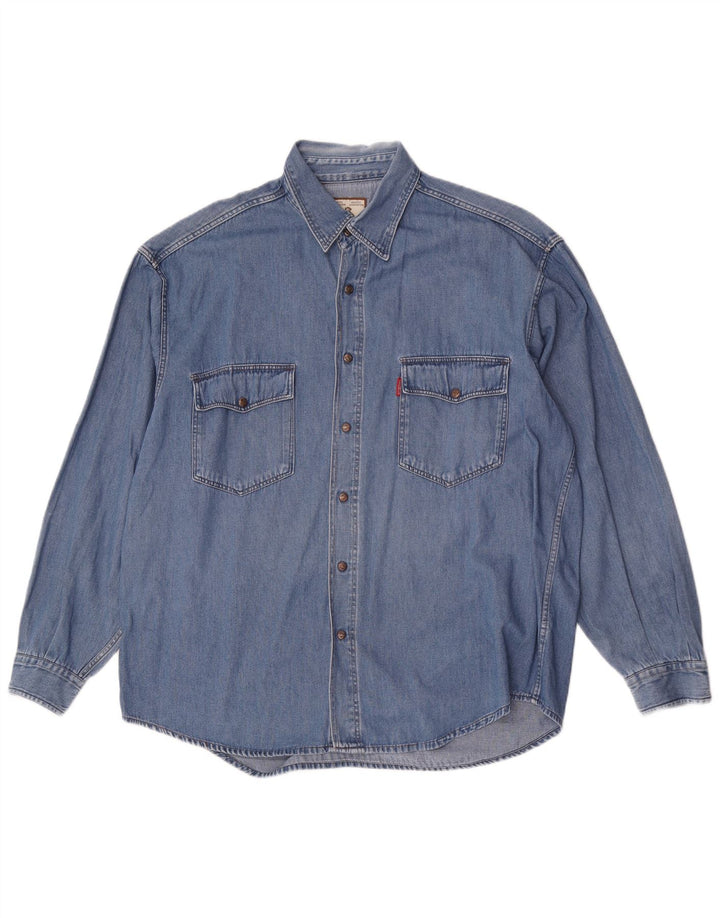 Cămașă Vintage bărbați din denim mare, albastru, bumbac
