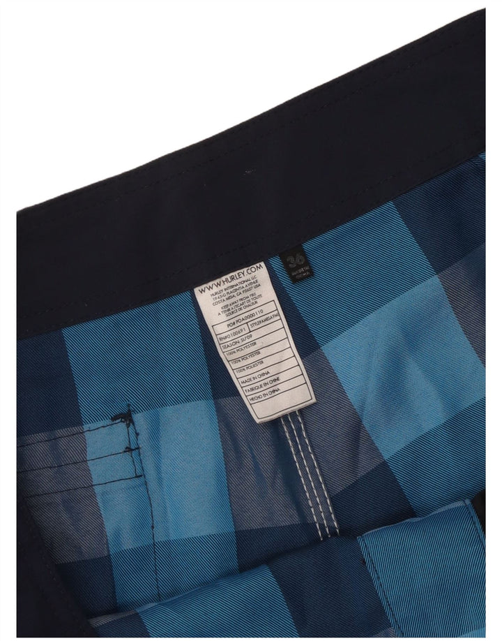 Pantaloni scurți de înot cu grafic pentru bărbați Hurley, poliester cu carouri mari, albastre