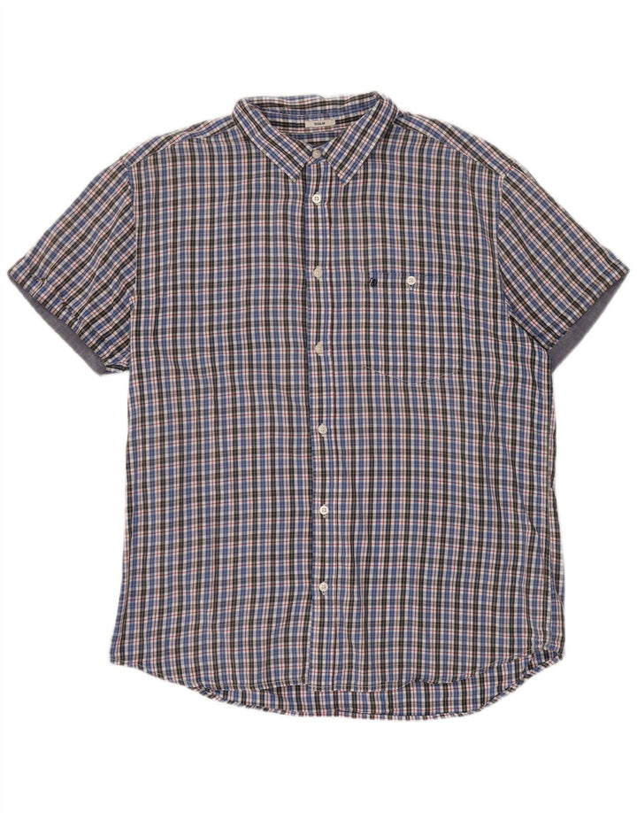 Cămașă Wrangler pentru bărbați, cu mânecă scurtă, cu ajustare normală, 2XL, bumbac cu carouri albastre
