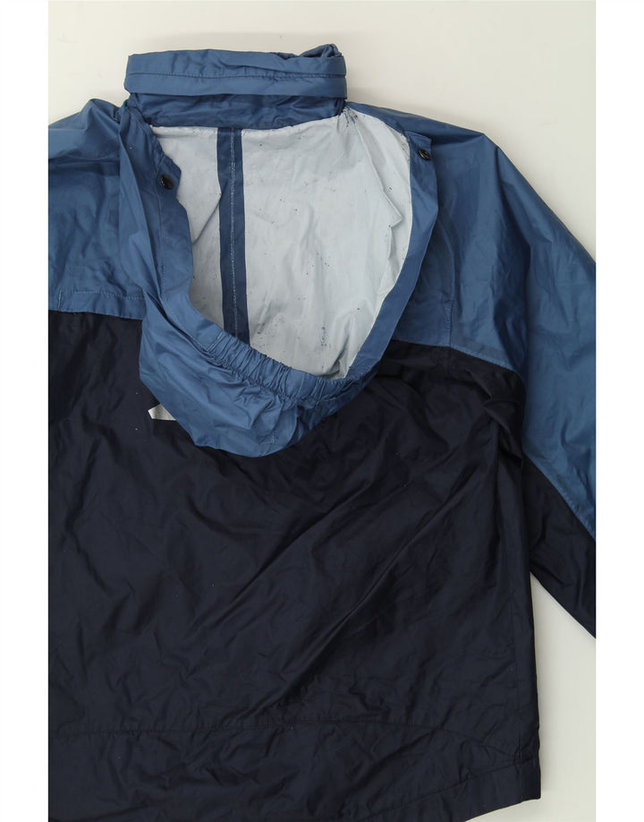 ADIDAS Boys Hooded Rain Jacket 9-10 Years Blue Colourblock Polyester Vintage Adidas and Second-Hand Adidas from Messina Hembry 
