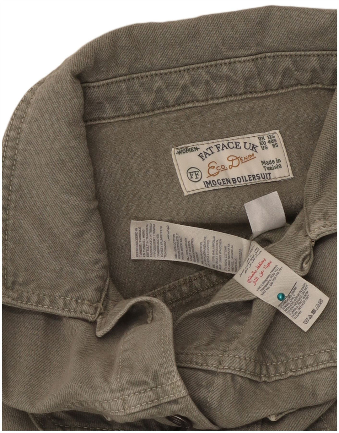 Salopetă de denim pentru femei Fat Face UK 12 Medium Khaki Bumbac