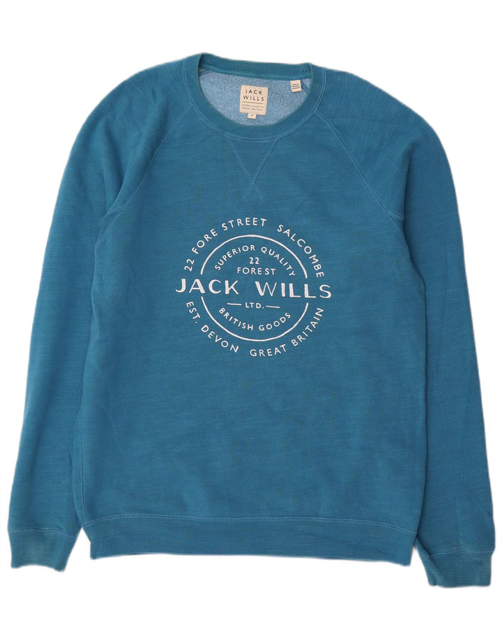 Pulover Jack Wills pentru bărbați cu grafică, bumbac albastru mediu