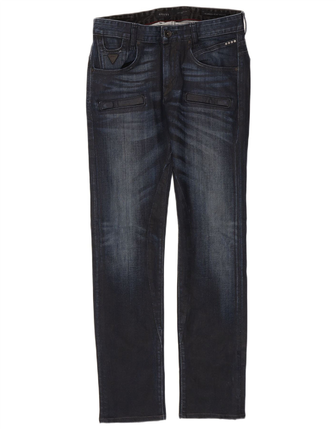 Blugi pentru bărbați Guess drepte W30 L32 bumbac bleumarin
