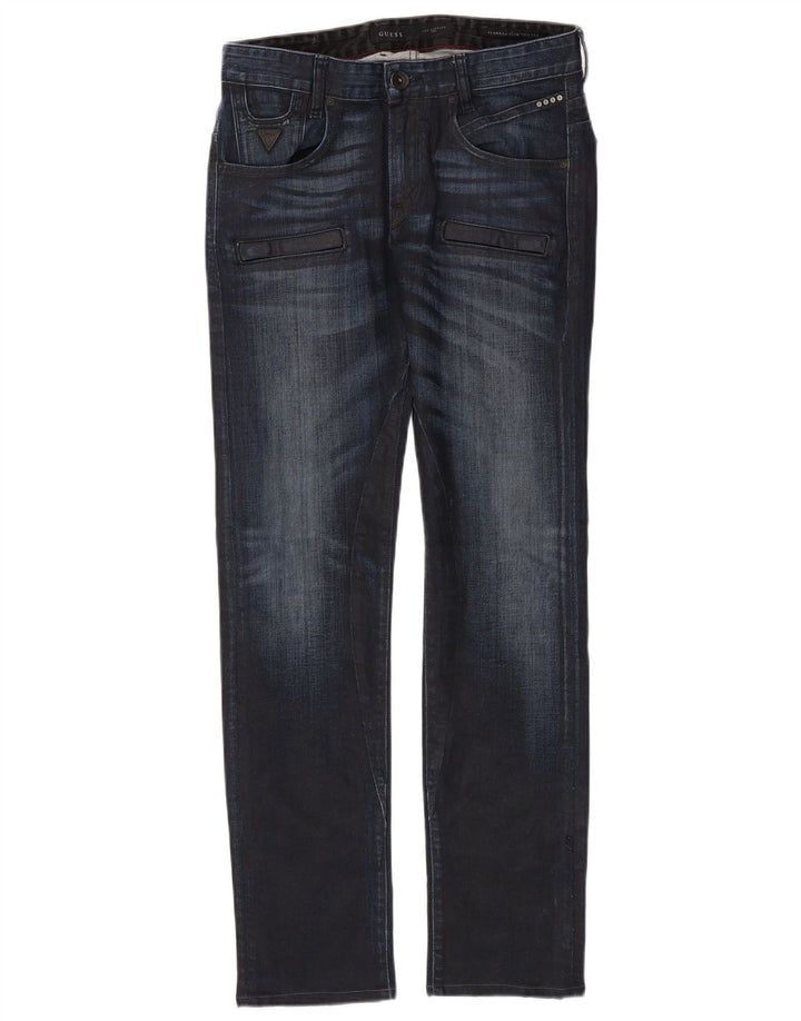 Blugi pentru bărbați Guess drepte W30 L32 bumbac bleumarin