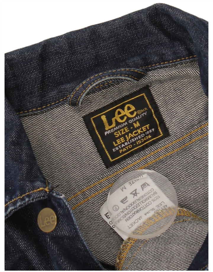Jachetă de denim crop pentru femei Lee UK 12, bumbac mediu albastru bleumarin