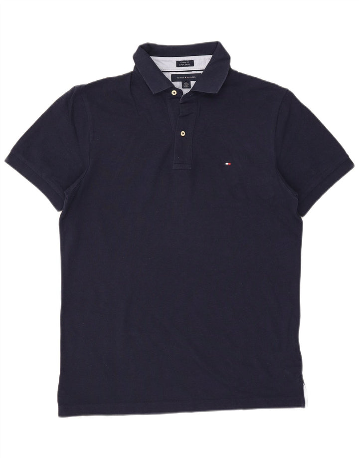 Tricou polo Tommy Hilfiger pentru bărbați, personalizat, din bumbac, albastru bleumarin