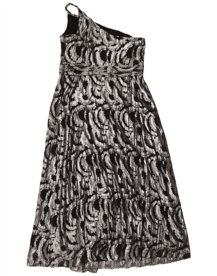 Rochie Maxi pentru femei Monsoon, cu model abstract, cu un umăr UK 16, argintiu mare