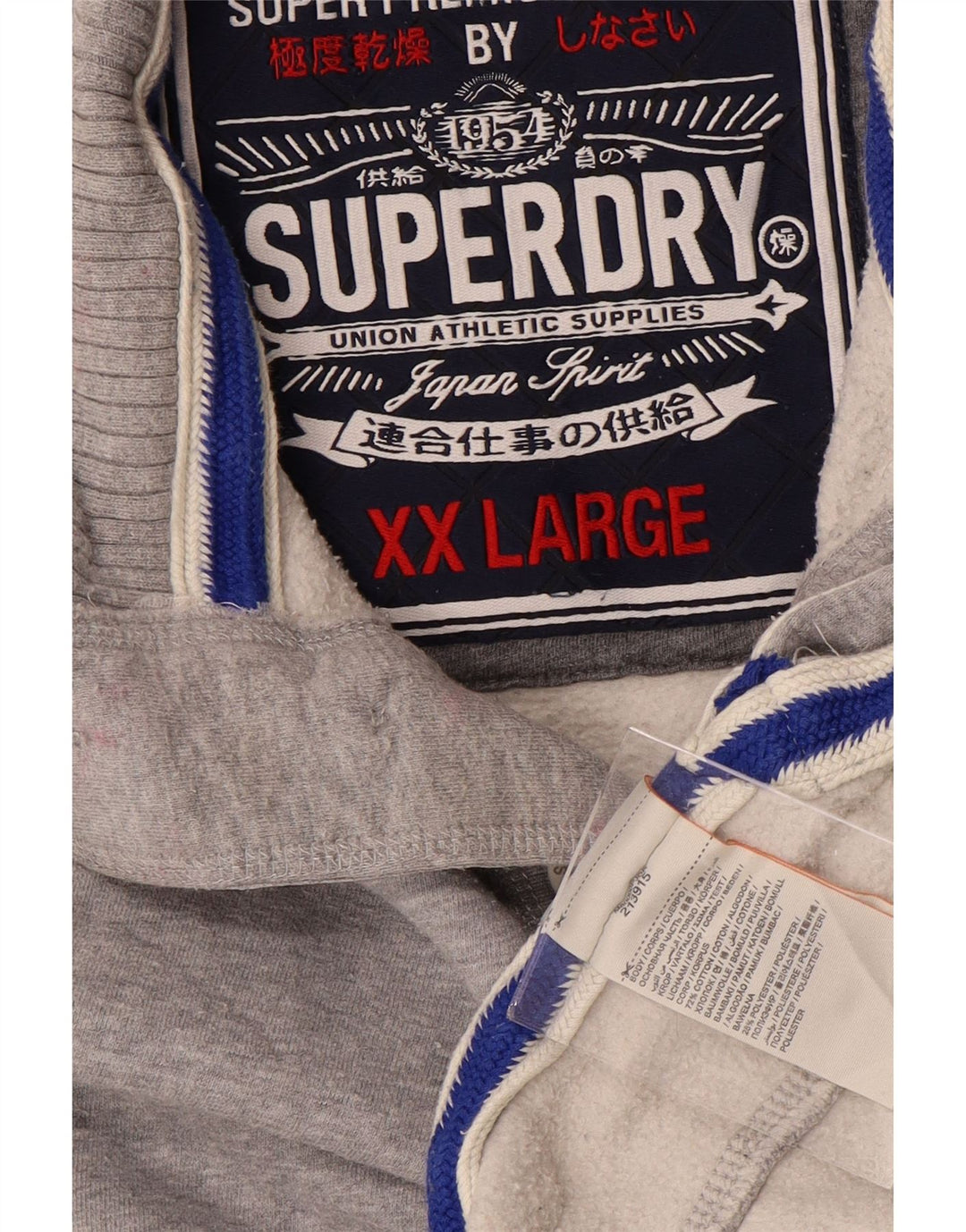 SUPERDRY Pulover pentru bărbați, cu grafică, cu gât cu nasturi, 2XL, gri pete