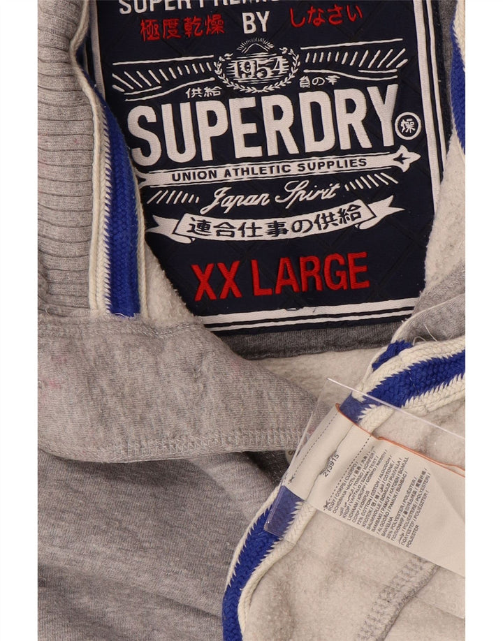 SUPERDRY Pulover pentru bărbați, cu grafică, cu gât cu nasturi, 2XL, gri pete