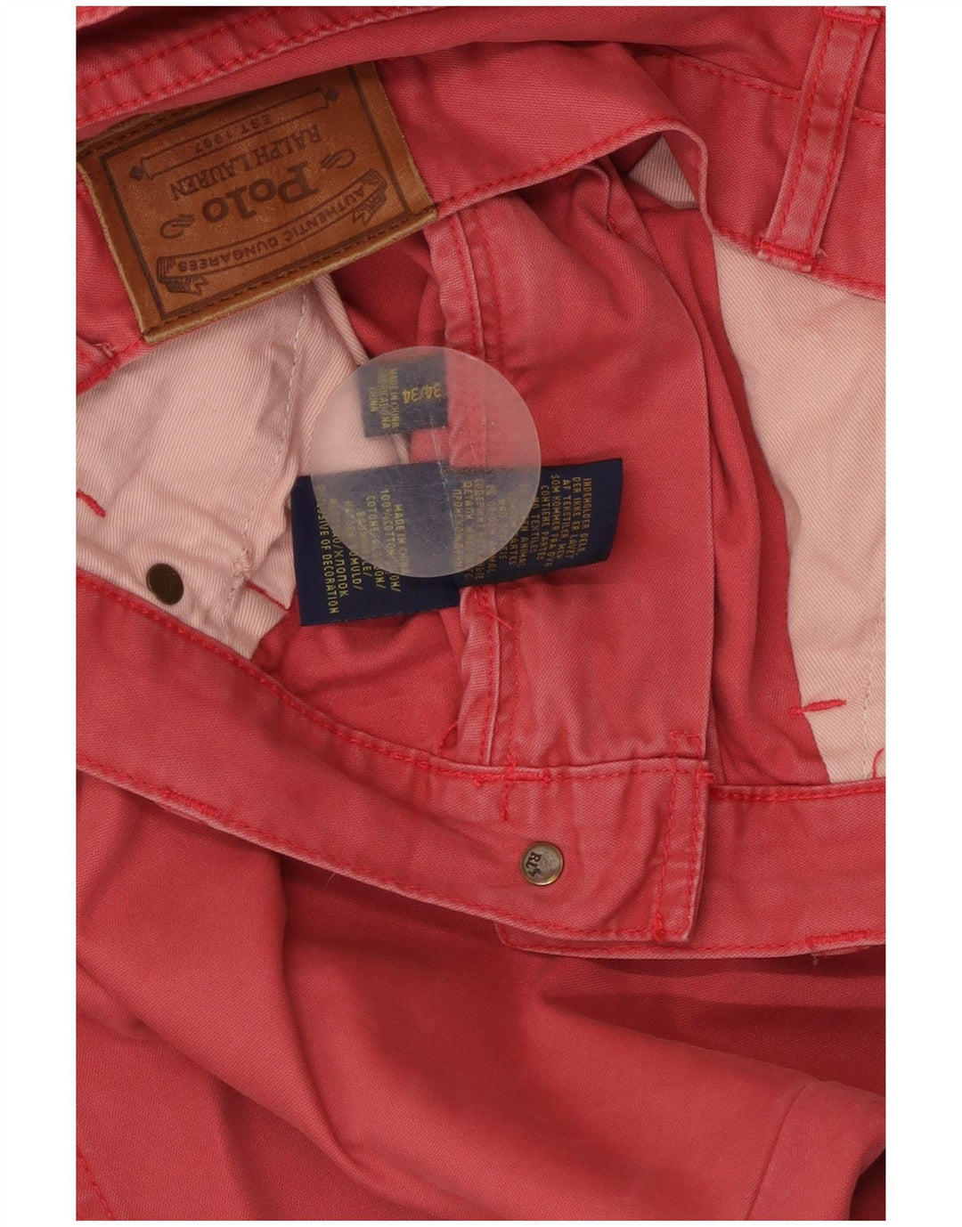 POLO RALPH LAUREN Pantaloni chino subțiri pentru bărbați L34 L34 Bumbac roșu