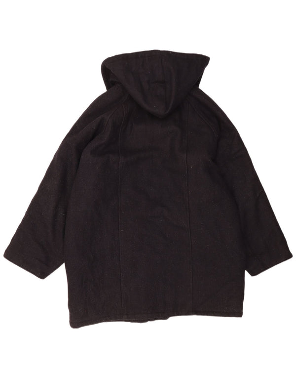 Pardesiu cu glugă vintage pentru bărbați UK 42 XL Lână bleumarin