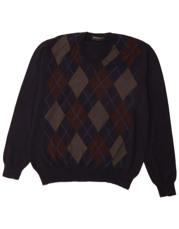 Pulover cu decolteu în V Bramante pentru bărbați IT 54 XL bleumarin Argyle/Diamond