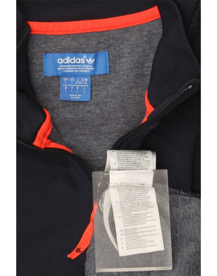 Hanorac pentru bărbați Adidas, cu fermoar, cu gât, Jumper mare, albastru bleumarin, color block