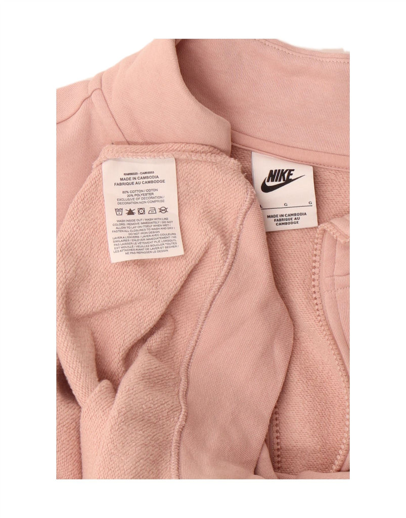 NIKE Womens Zip Neck Sweatshirt Jumper UK 16 Large Pink Cotton Vintage Nike and Second-Hand Nike from Messina Hembry 