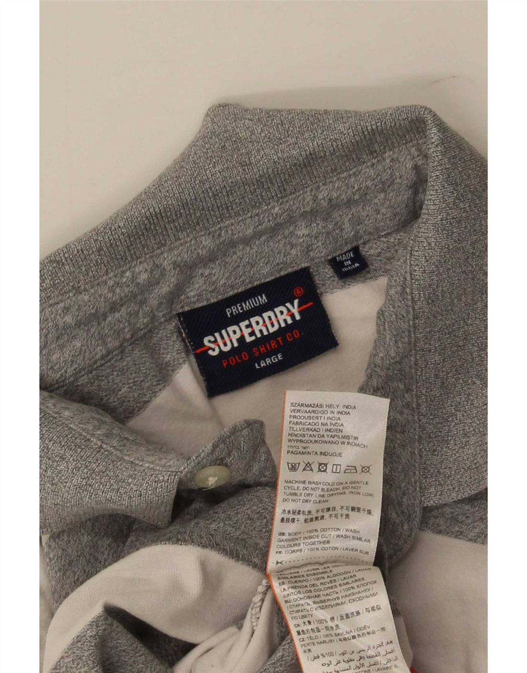 Tricou polo pentru bărbați Superdry, bumbac cu dungi gri mari