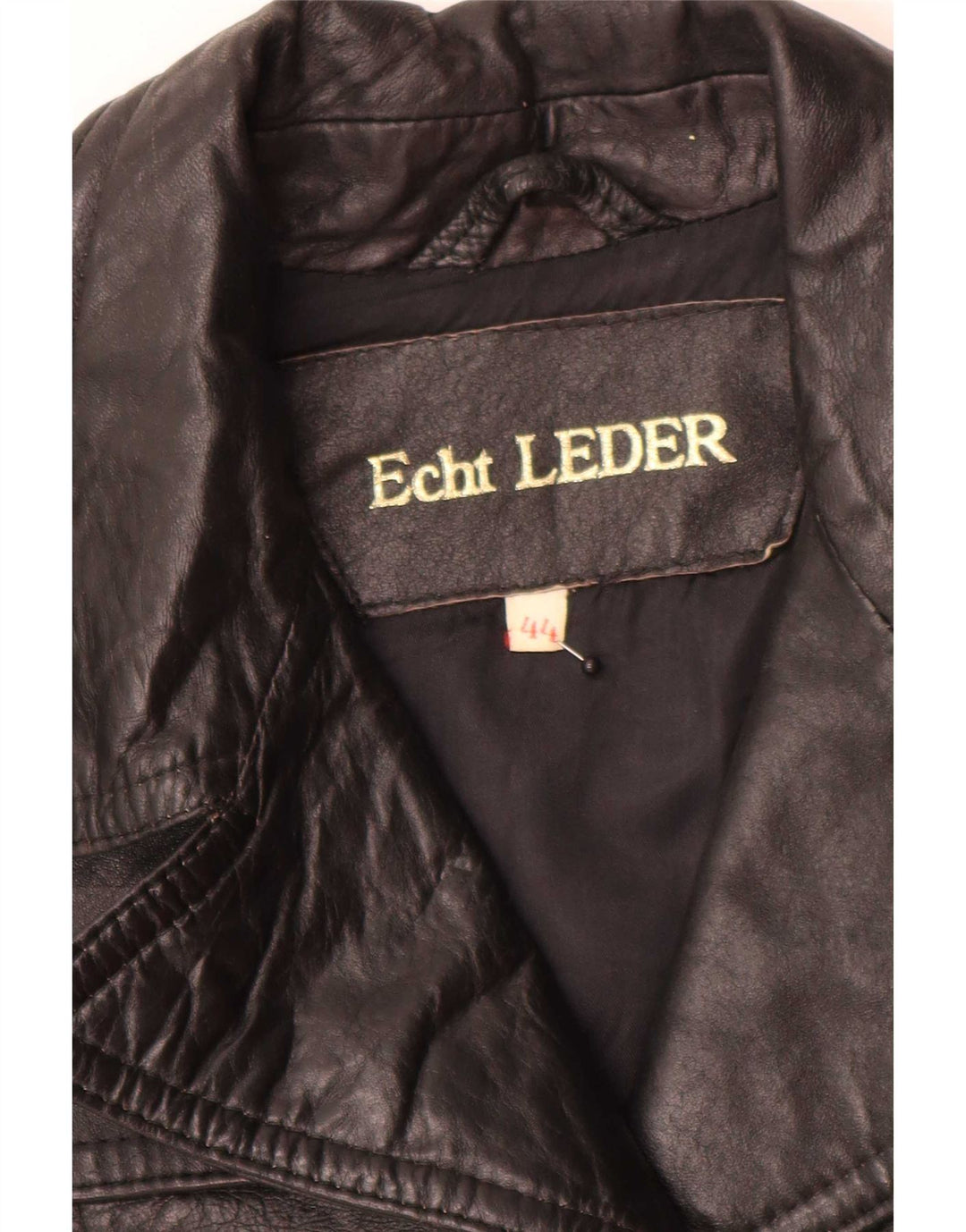 Jachetă vintage din piele cu 3 nasturi pentru femei IT 44 Medium Black