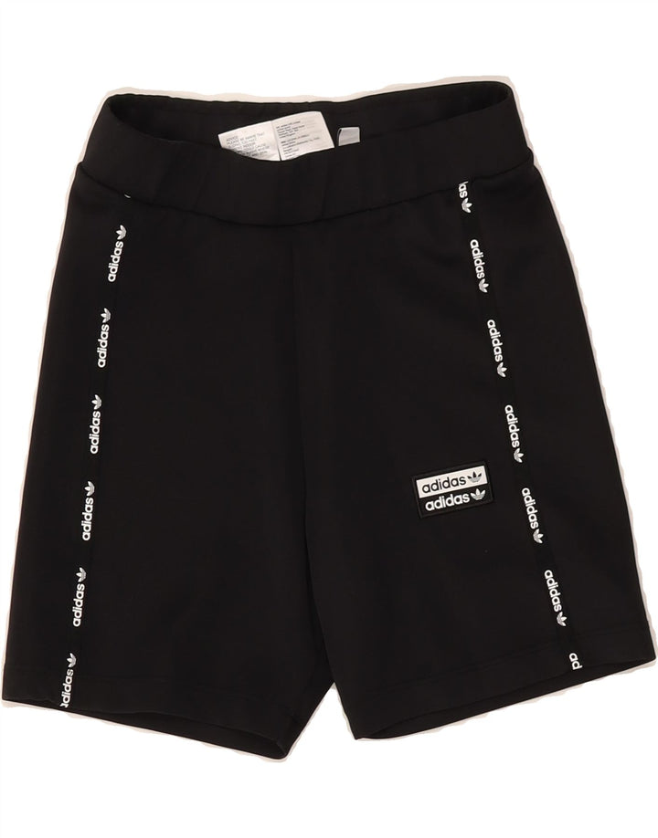 ADIDAS Womens Graphic Sport Shorts UK 8 Small Black Polyester Vintage Adidas and Second-Hand Adidas from Messina Hembry 