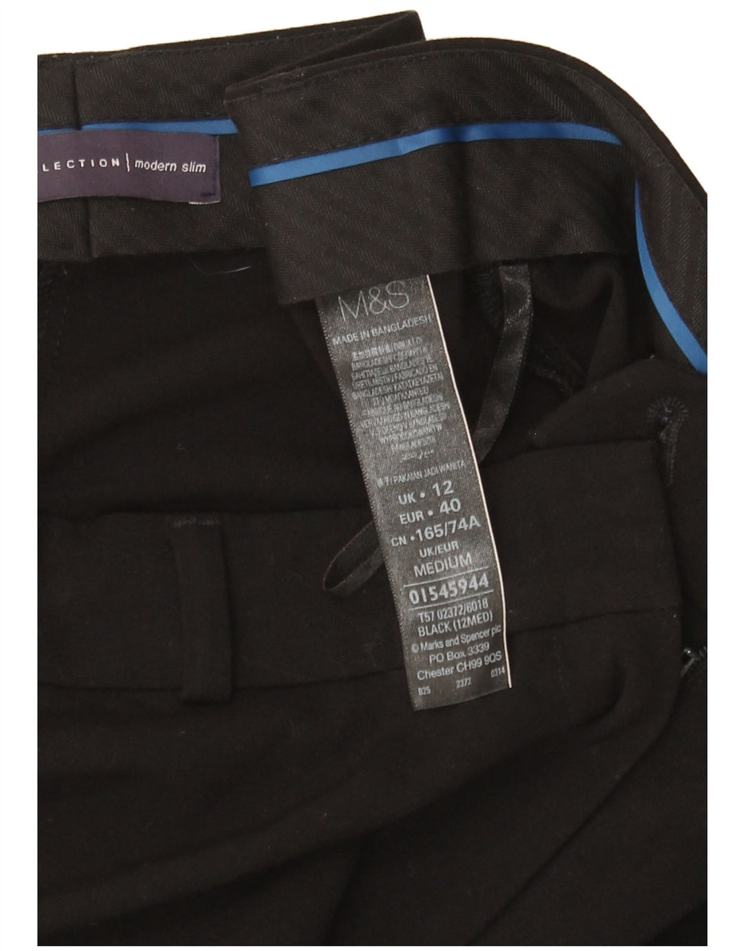 Pantaloni chino subțiri pentru femei Marks & Spencer UK 12 Medium W32 L29 Negru
