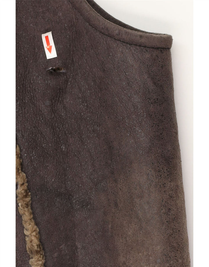Gilet închis pentru bărbați din shearling XL maro