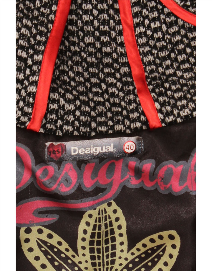 DESIGUAL Pardesiu cu glugă cu grafică pentru femei EU 40, gri mediu, carouri