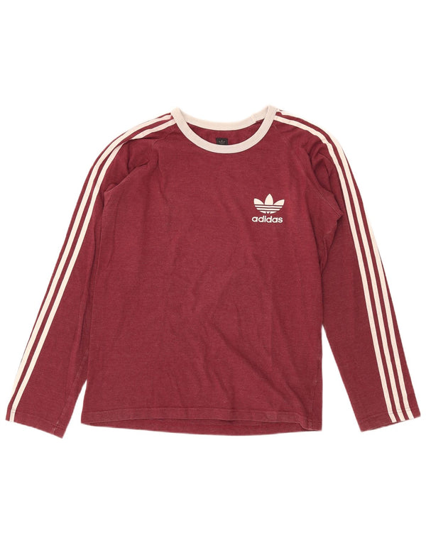 Top pentru bărbați Adidas cu mânecă lungă, bumbac mediu burgundă