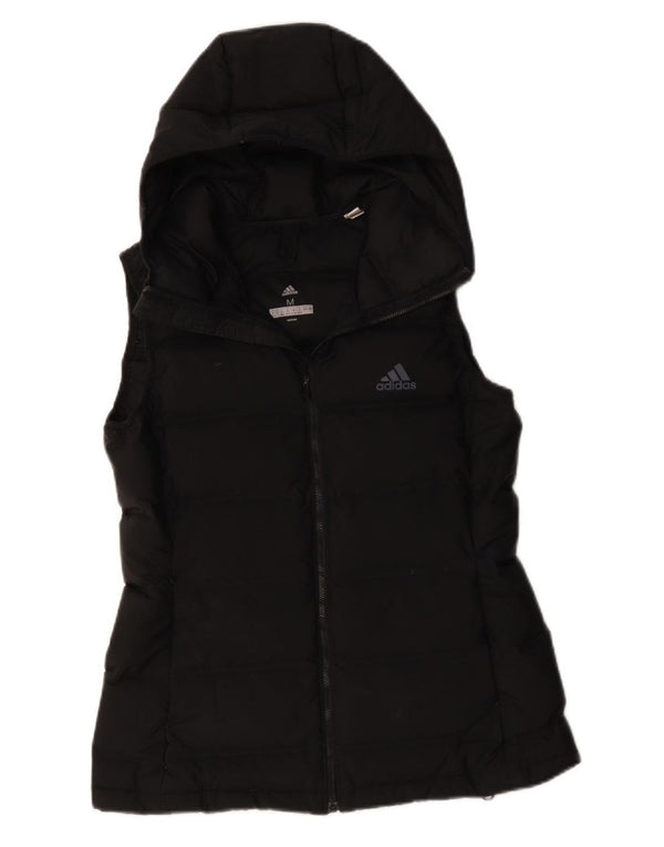 Adidas Womens Hooded Padded Gilet UK 12/14 Medium Black Polyester