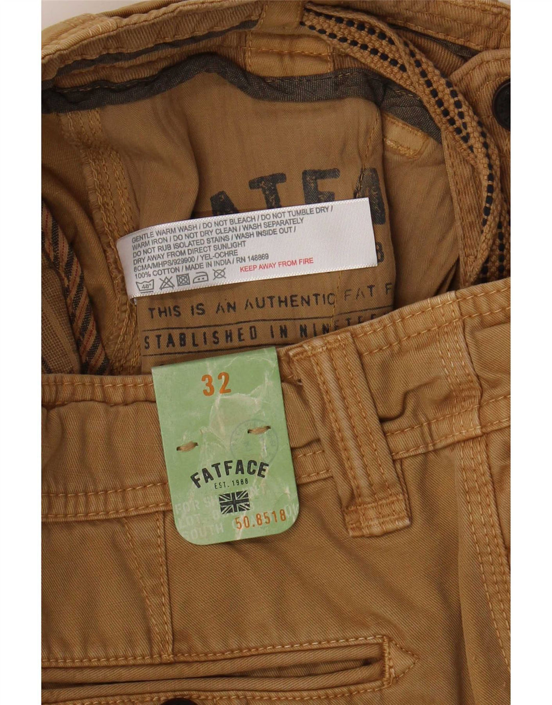 Pantaloni scurți chino pentru bărbați Fat Face W32 Medium Beige Bumbac
