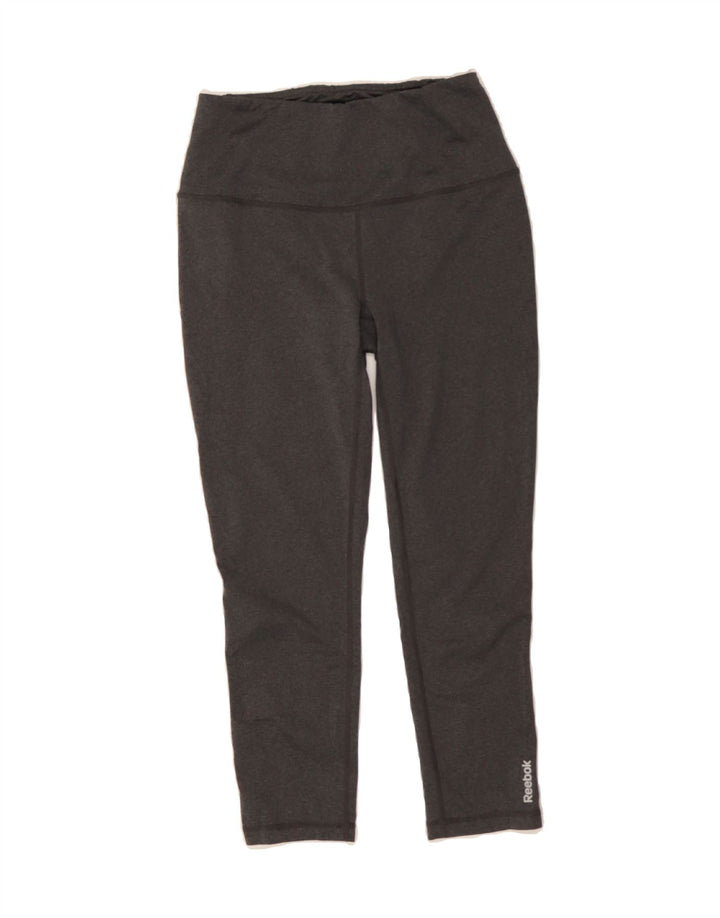 REEBOK Womens Crop Leggings UK 10 Small  Grey Polyester Vintage Reebok and Second-Hand Reebok from Messina Hembry 