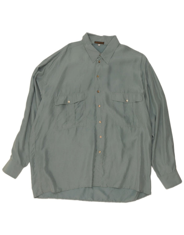 Cămașă Vintage pentru bărbați XL Mătase verde