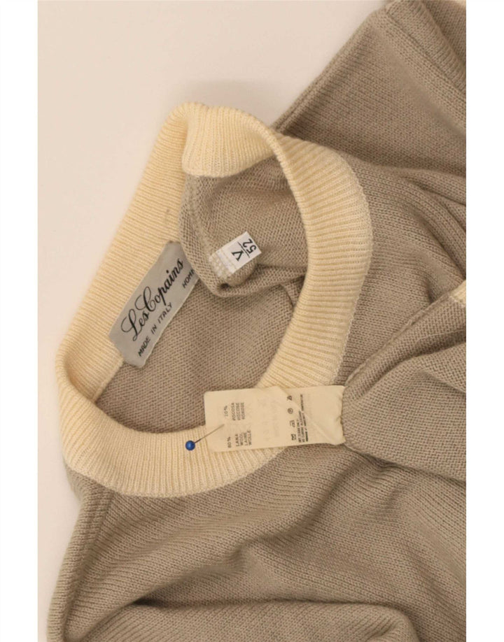 Pulover pentru bărbați Les Copains cu decolteu rotund IT 52 mare, gri, lână color bloc