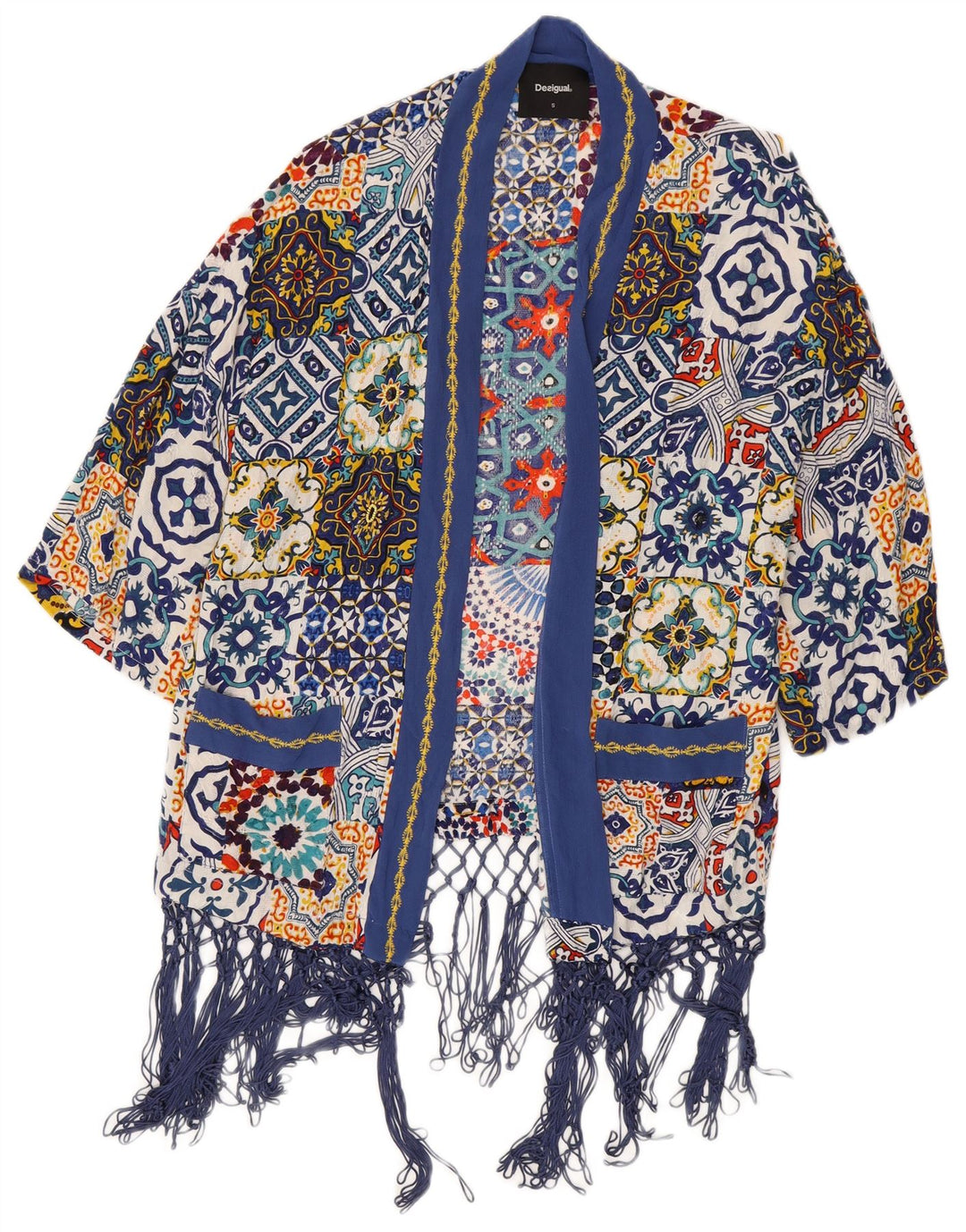 Desigual Womens Oversized Cardigan Top UK 10 Small Multicolor Viscose