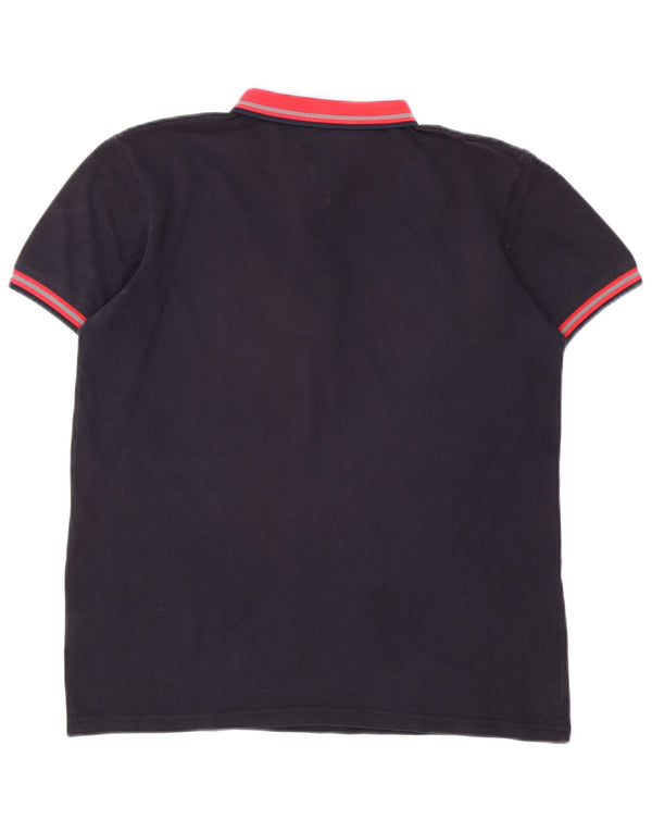 Cămașă polo pentru bărbați Jeckerson, bumbac color bloc mediu, albastru bleumarin