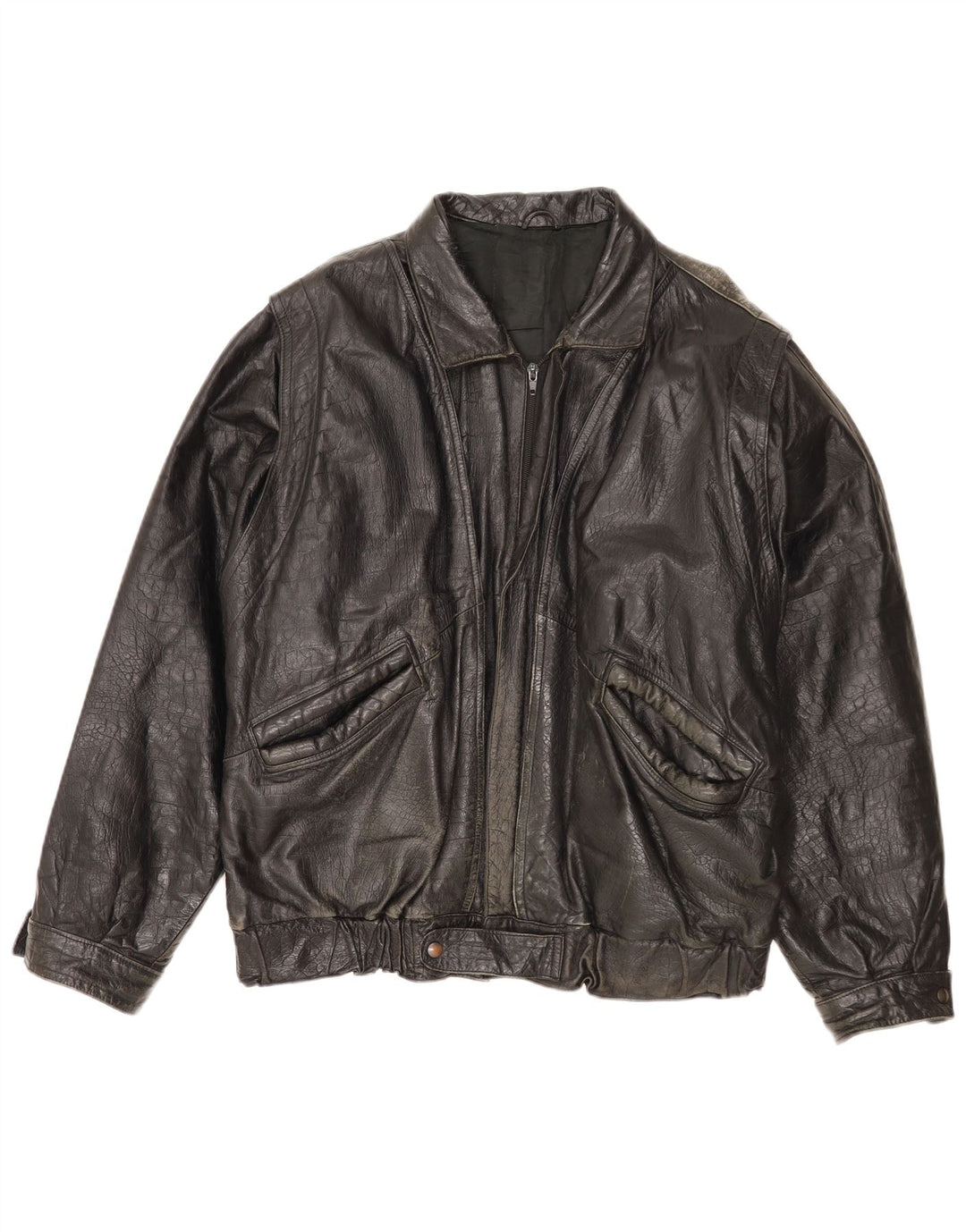 Geacă din piele vintage pentru bărbați IT 52 XL din piele neagră