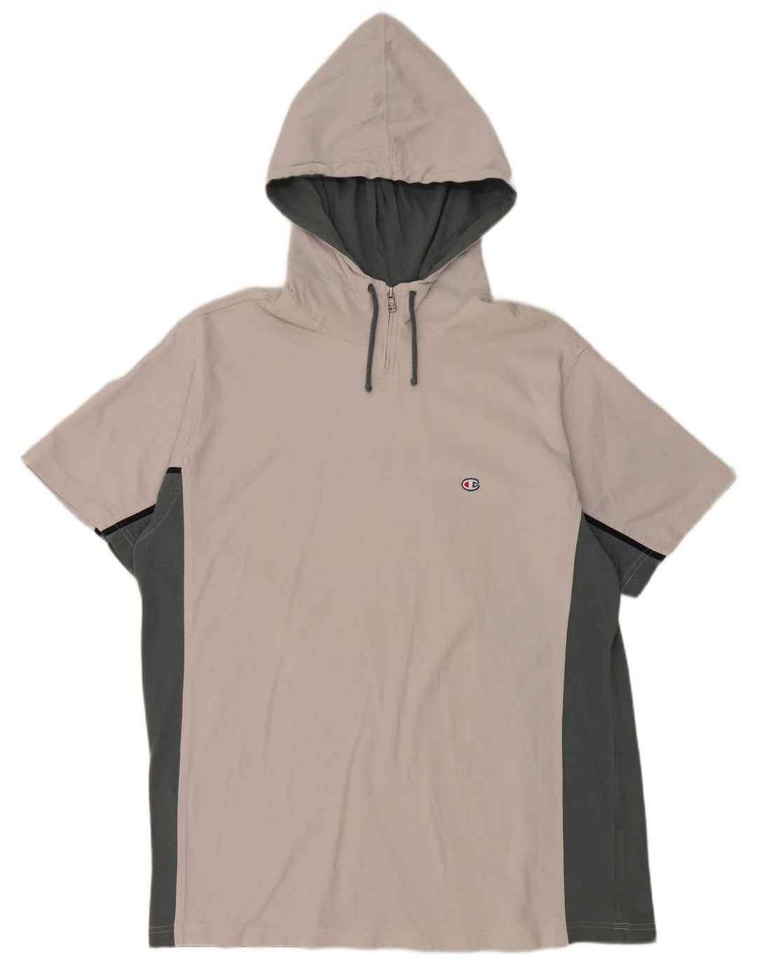 Tricou pentru bărbați CHAMPION, cu glugă, cu fermoar, cu gât, 2XL, bumbac color bloc alb