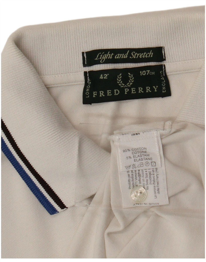 Cămașă polo cu mânecă lungă pentru bărbați Fred Perry, bumbac alb mediu