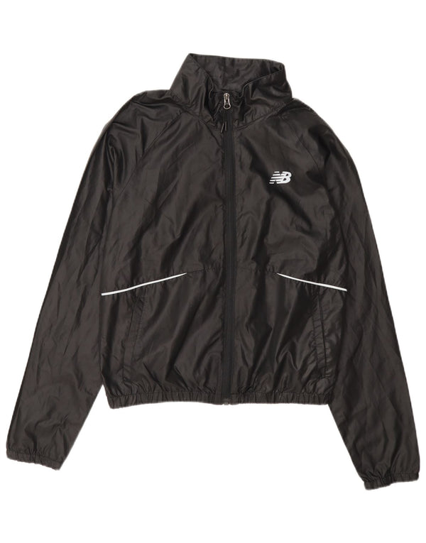 Jachetă de top pentru trening cu grafică New Balance pentru femei UK 8 Poliester negru mic