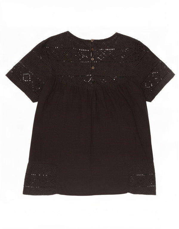 Fat Face Bluză Femei Top UK 10 Small Negru Floral Bumbac